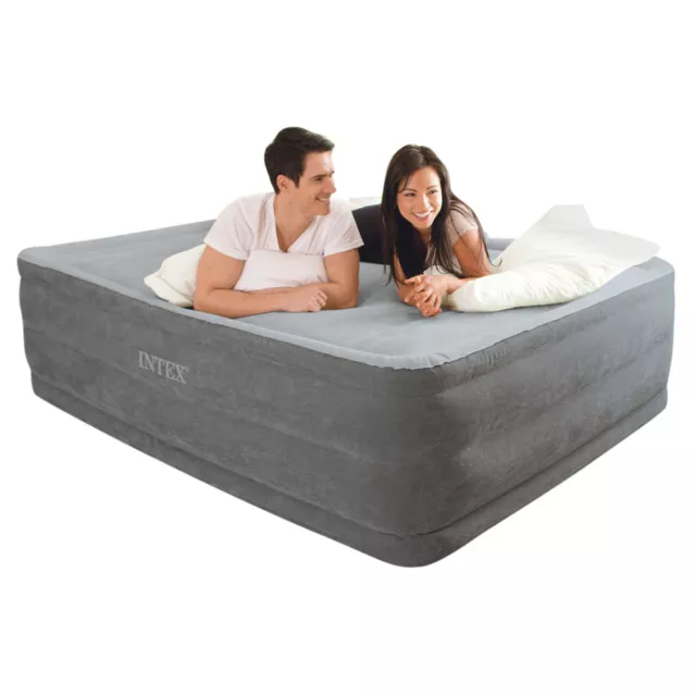 INTEX Luftbett Comfort Plush Queen mit 230V Pumpe Gästebett 203x152x56cm