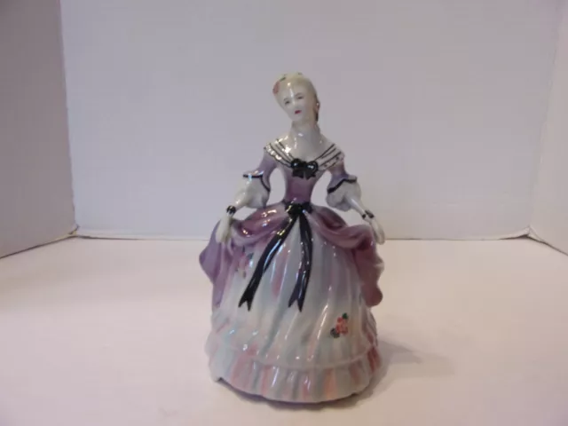 Goldscheider Lady Figure Music Box Purple Dress Plays Blue Danube