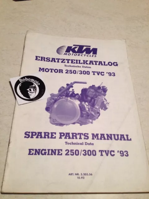 KTM 250 300 TVC 93 engine moteur spare parts list pièce détachée SX EXC EGS MXC