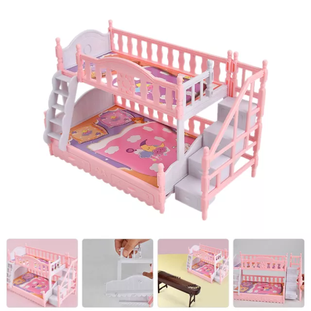 Mini Adornment Miniature Doll Bunk Bed House Baby Model Accessories