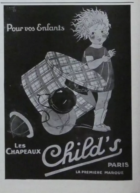 Publicité De Presse 1926 Les Chapeaux Child's Pour Vos Enfants -