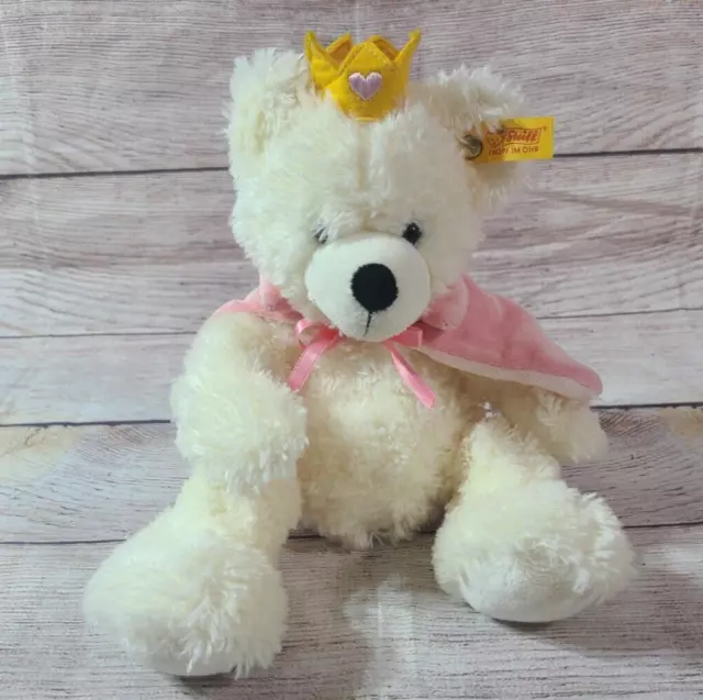 Steiff White Bear Princess Lotte Plush with Crown and Carrying Case 672811  AS-IS