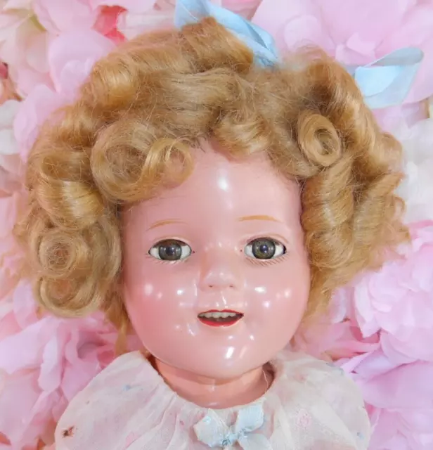 16" SHIRLEY TEMPLE DOLL marked Ideal 1930's composition  original Dress set 3