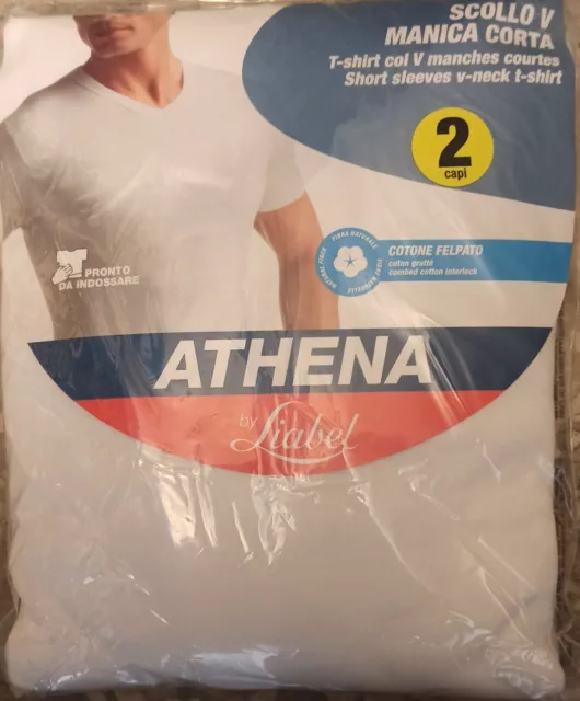 2 Pezzi Maglia Liabel Uomo Scollo A V Manica Corta Bianco Tg Xxl Cotone Felpato