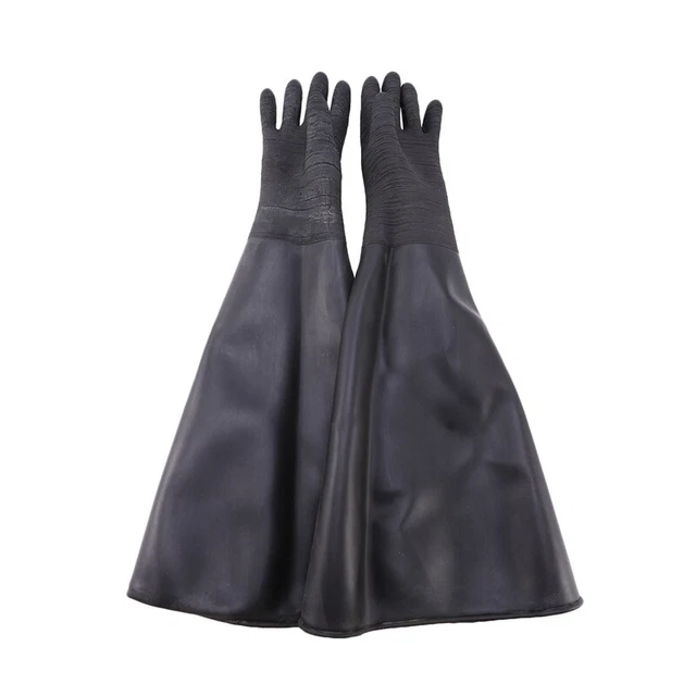 Guantes de goma negro chorro de arena rayas chorro de arena guantes para St M9T6