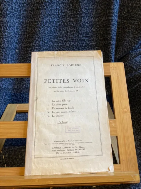 Francis Poulenc Petites voix pour 3 voix d'enfants partition ed. Rouart Lerolle