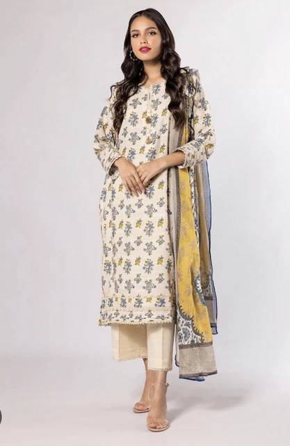Tessuti originali Khaadi 2 pezzi Khaddar leggero stampato | Top & Dupatta non cucito