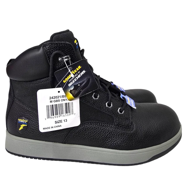 SKECHERS GOODYEAR STEEL Toe Boots Slip Resistant Men's 13 Black Onyx
