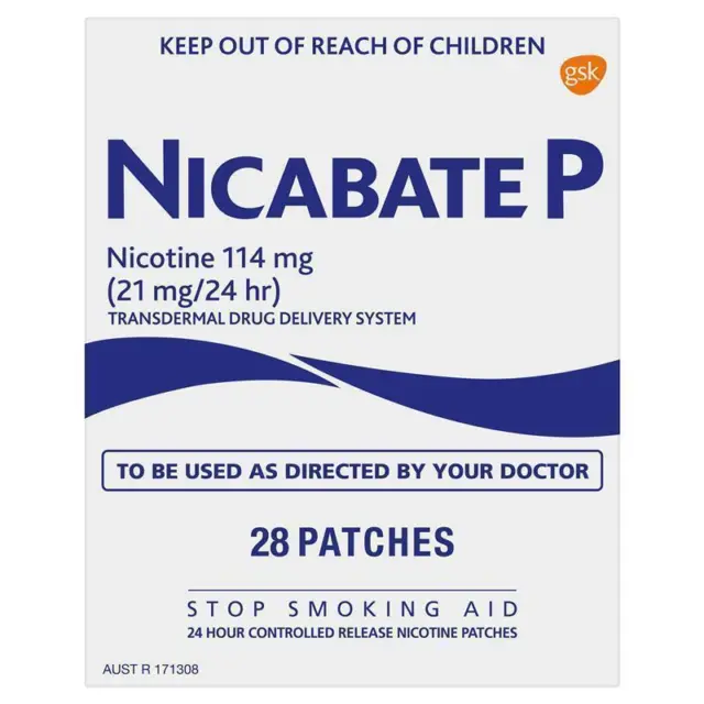Nicabate P Patch Quit Smoking 21mg 28 Patches