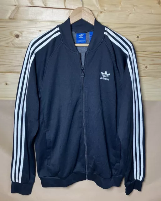 Adidas Mens Track Jacket Black Tracksuit Top Zip Trefoil Firebird Originals M