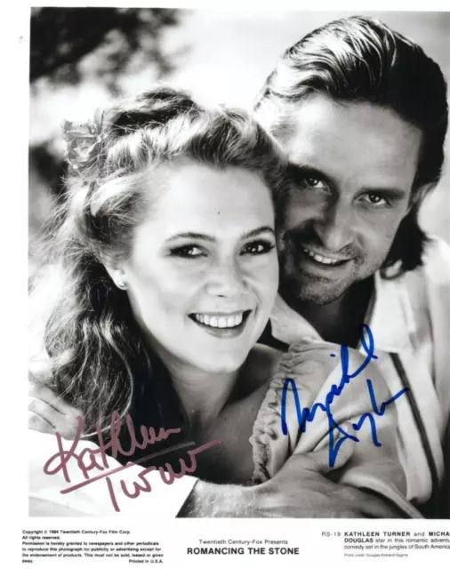 Kathleen Turner Michael Douglas Signed 8x10 Photo Autographed with COA