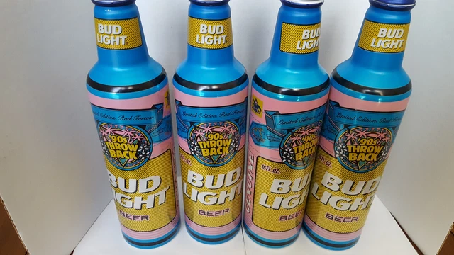 BUD LIGHT *'90s THROW BACK ** 16 OZ  ALUMINUM ,TOP OPEN  EMPTY.   TOTAL FOUR (4)