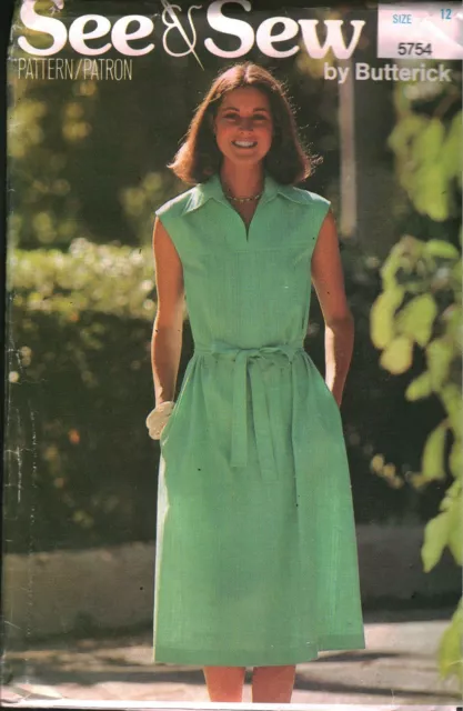 5754 Vintage Butterick SEWING Pattern Misses Very Loose Fitting Dress Belt OOP