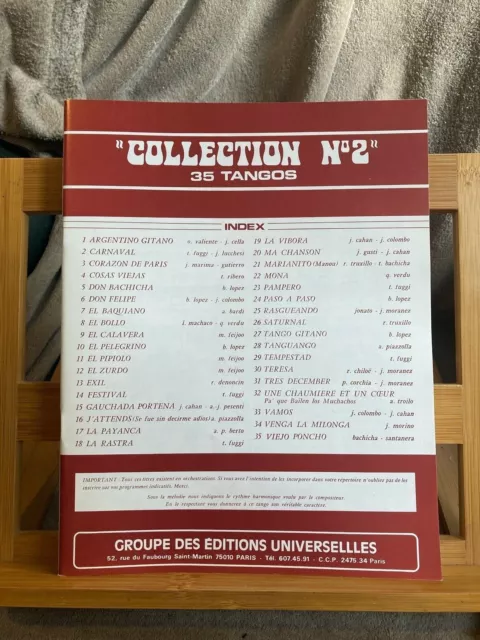 Collection n°2 35 tangos recueil accordéon piano partition éditions Universelles