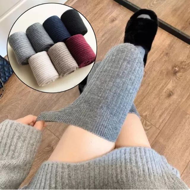 Womens Girls Winter Thigh High Over The Knee Knitted Thick Long Socks Cotton UK