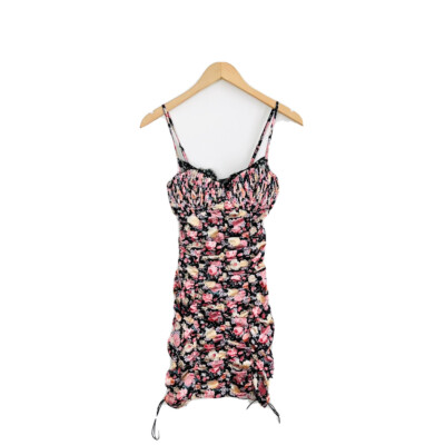 For Love And Lemons Gardenia Mini Dress XS Floral Lace Ruched Pintuck Underwire