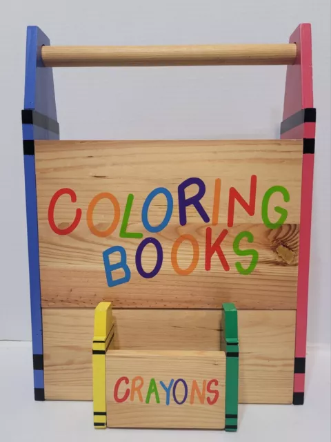 WOODEN CRAYON AND Coloring Book Storage Organizer Caddy $16.95