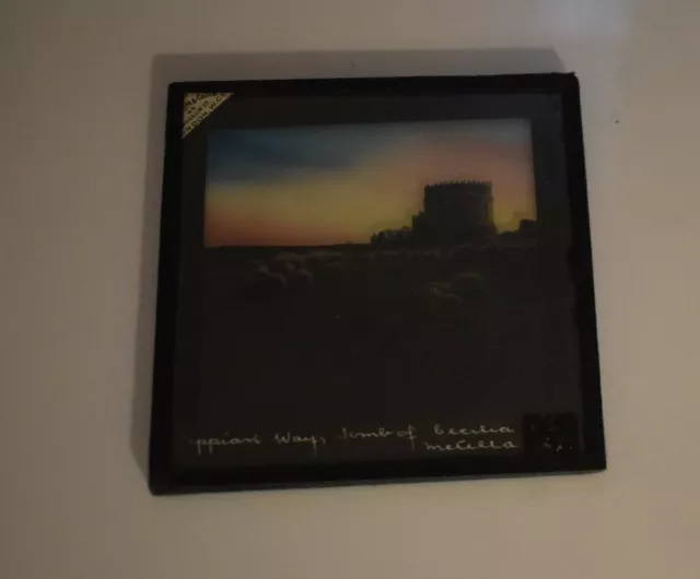 ANTIQUE Magic Lantern Slide APPIAN WAY TOMB OF CAECILIA METELLA C1890 ITALY ROME 2