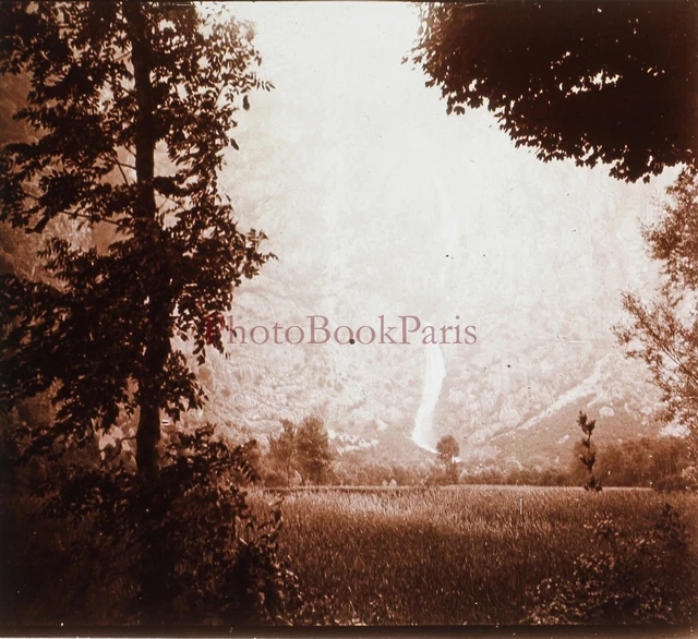 Cascade Montagne c1910 Photo Plaque de verre Stereo Vintage P29L10n15