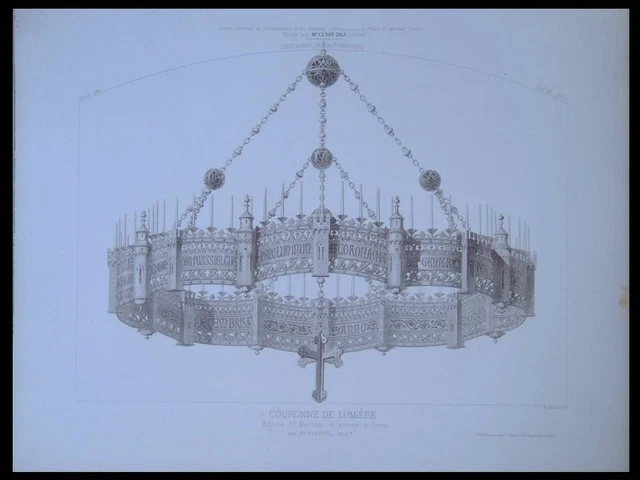 Lyon, Eglise St Martin D'ainay - 1862 - Gravure Architecture - Couronne, Questel