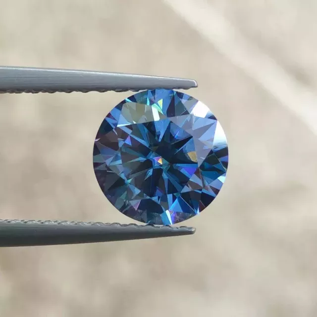 BLUE Loose Moissanite Stone D Color Round Excellent Cut VVS1  GRA Certificate