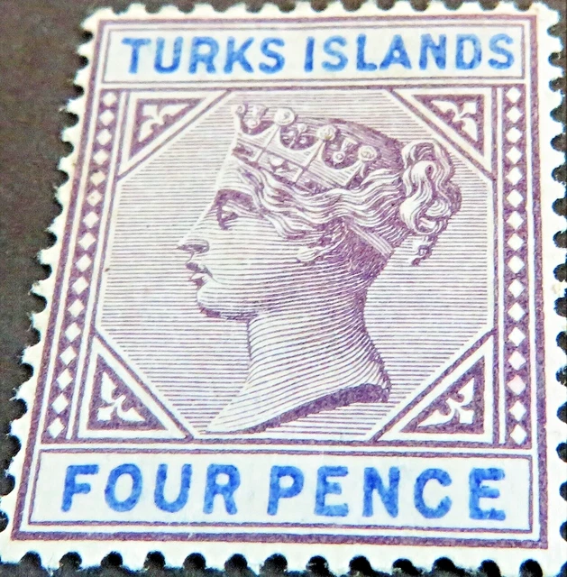 Turks & Caicos Stamps Victoria - 1893/95 - 4d Purple & Ultramarine - SG: 71