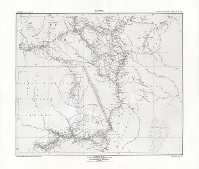 Kamerun - Ngoko Deutsche Schutztruppe Kartographie Kolonie Kolonialatlas 34