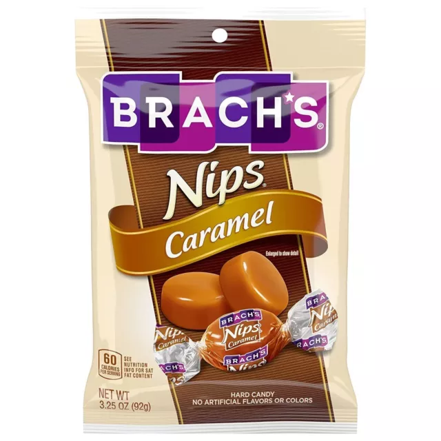 BRACH'S NIPS CARAMEL Flavored Hard Candy, 3.25 ounce, Pack of 12