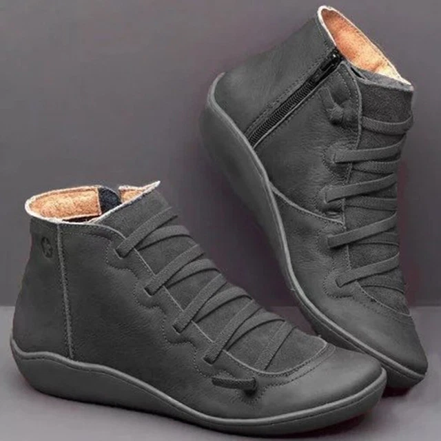 Women Casual Sneakers Multifunction PU Leather for Outdoor Travel (Grey 39)