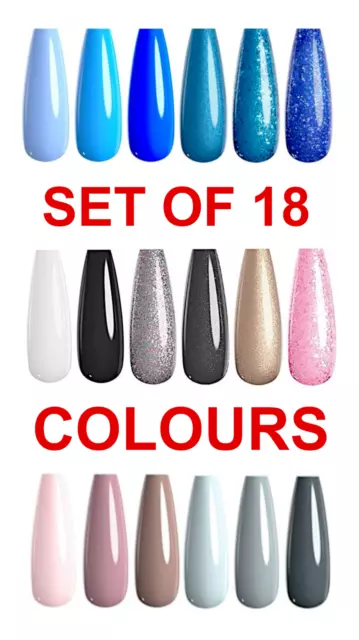 18 Bottles 8.5ml – 18 Colours #300 Nail Gel Polish UV LED Various Sets Available