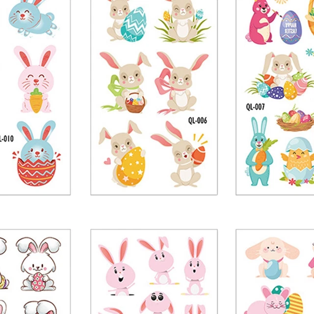 2X OSTERN-MUSTER-KÖRPER-KUNST-AUFKLEBER HÄSCHEN-TEMPORÄRE Aufkleber Für