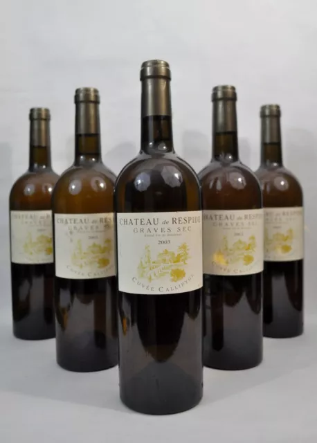 Vin- 6 bouteilles- Château de Respide - Bordeaux Graves sec Blanc - 2003