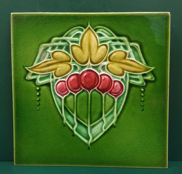 English Malkin Art Nouveau Tile- Impressed Majolica - Excllent Condition