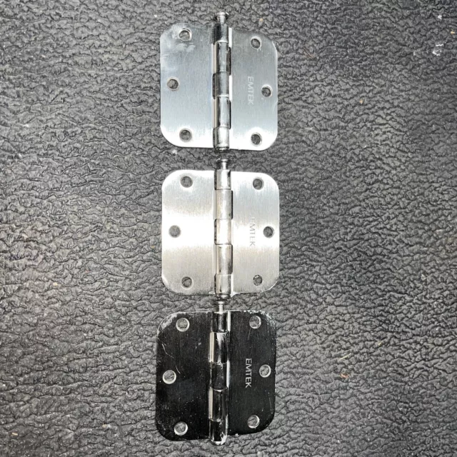 3 Emtek  Steel Ball Bearing Hinges 3.5  Round Corner Brush Nickel (no screws)