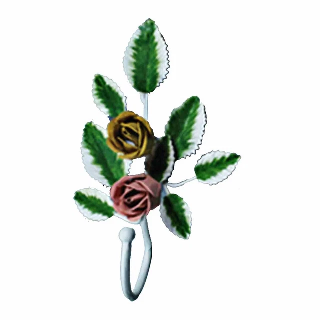 Flower Robe Hook Wrought Iron Pink Rose | Renovator's Supply