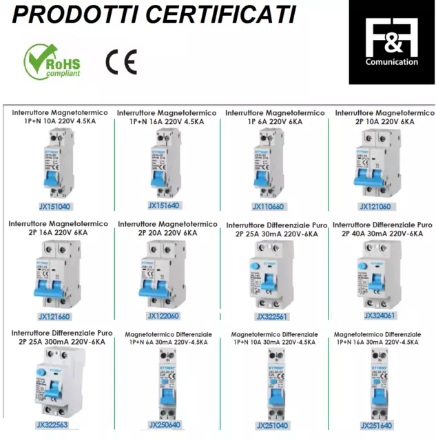 Interruttore Magnetotermico Differenziale 1P+N 16A C6 4.5kA 30mA 220V