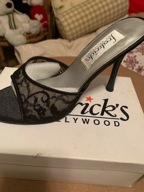 Fredericks of Hollywood Black Lace Heels / New In The Box / Size 6