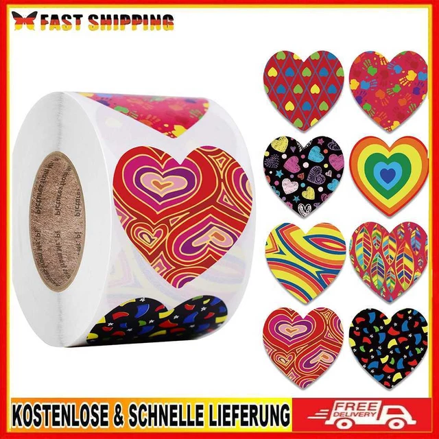 500pcs/roll Love Shaped Label Stickers for Packaging Gift Envelope Seal Stickers