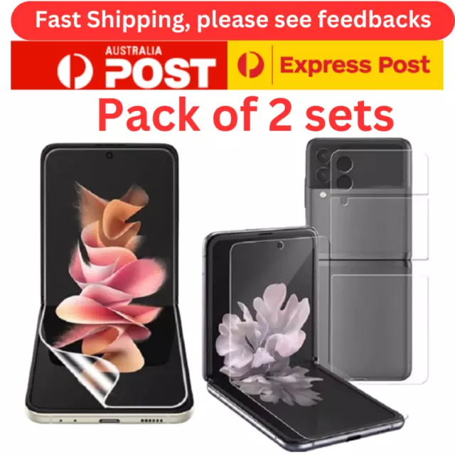 2X For Galaxy Z Flip 5&4&3 Full set Front Back Hydrogel Screen Protector