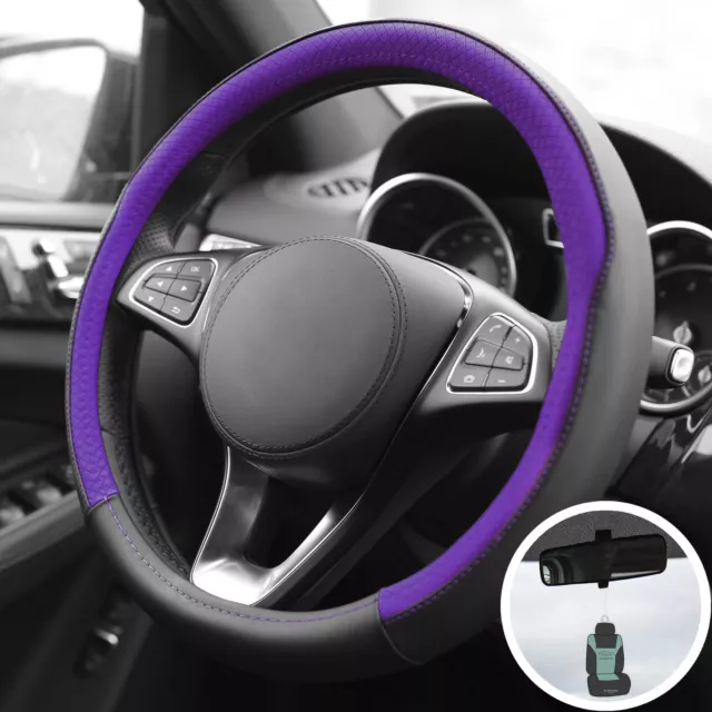 Chic Microfiber Leather Steering Wheel Cover Fits 14.5" - 15.5" w/ Gift