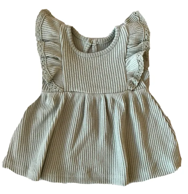 Baby Girl Size Tiny Baby- 23 Months Sage Green Ribbed Soft Dress