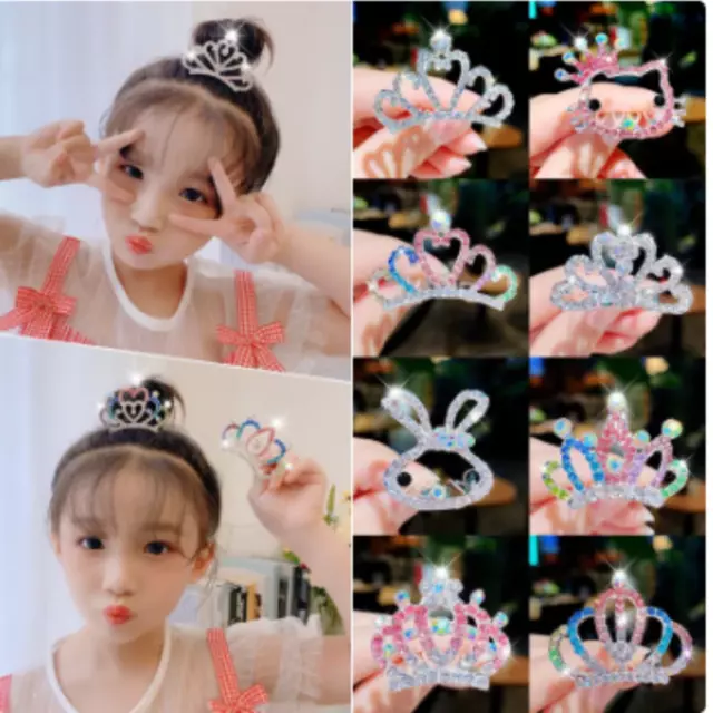 Child Kid Mini Rhinestone Crown Hair Clip Comb Crown Headwear For Girls AU STOCK