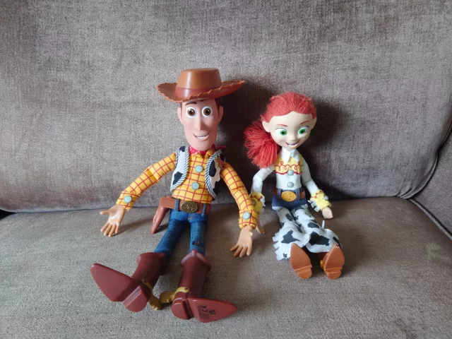 TOY STORY TALKING PULL STRING WOODY & JESSIE 13" Tall No Hat Jessie Working