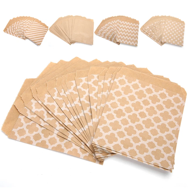 25Pcs Food Bag Foldable Kraft Paper Bag Pouch Packaging For Candy Nuts Cookies