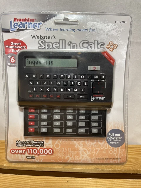 New! Franklin Learner Webster's Spell 'N Calc + 6 Games, (LRL-200)