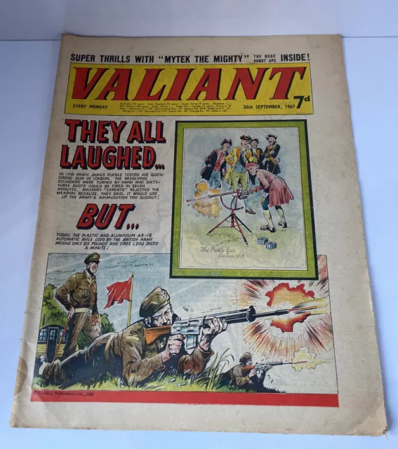 Valiant Comic 30th September 1967 Good Condition Vintage Paper Comic UK