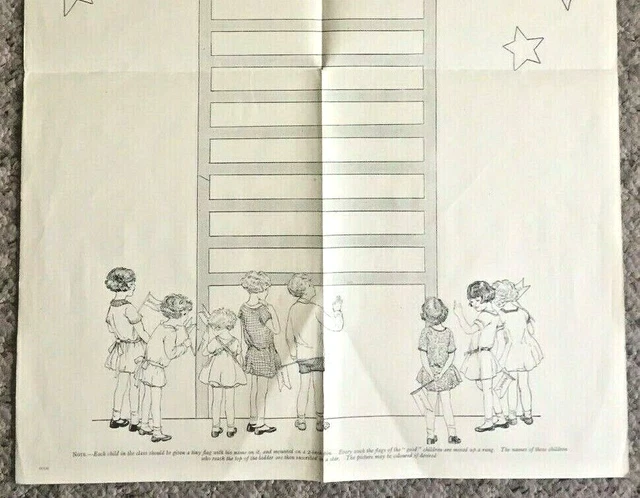 VINTAGE SCHOOL CLASSROOM Poster Teaching Aid Reward Ladder Of Merit ...