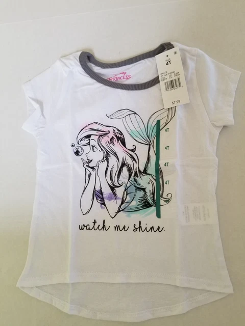 Disney Princess T-Shirt The Little Mermaid Ariel Size 4T "Watch Me Shine"