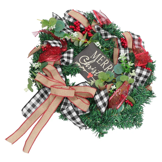Corona de Navidad de plástico toda corona guirnalda exterior invierno conos de pino