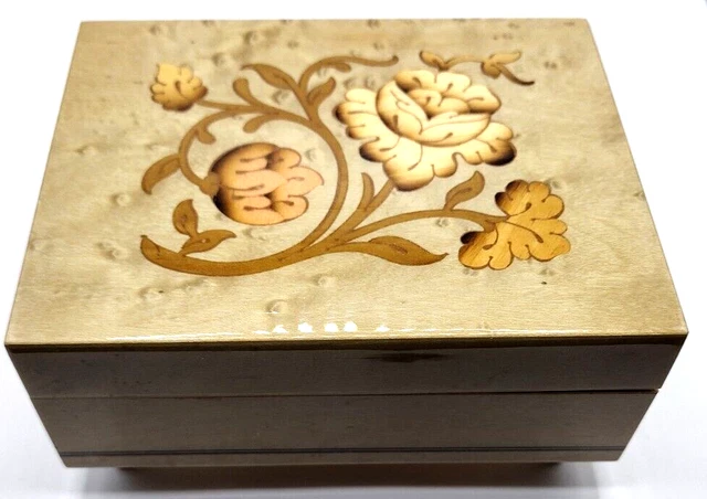 Picture of MUSIC BOX VELVET Footed Exposed Motor Italy Surriento Fine Wood Inlayed ...